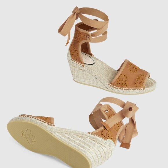 NIB Gucci Damita embroidered GG espadrille wedge sandals IT 38.5/ US 8.5 - Picture 5 of 12